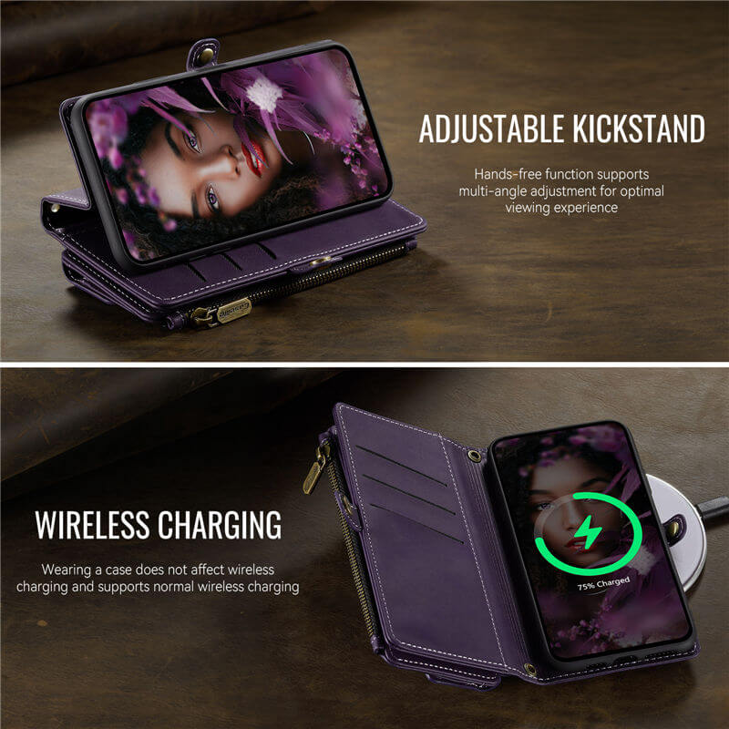 CaseMe iPhone 11 Wallet Case – RFID Blocking, 9 Card Slots, Crossbody Strap & Wireless Charging