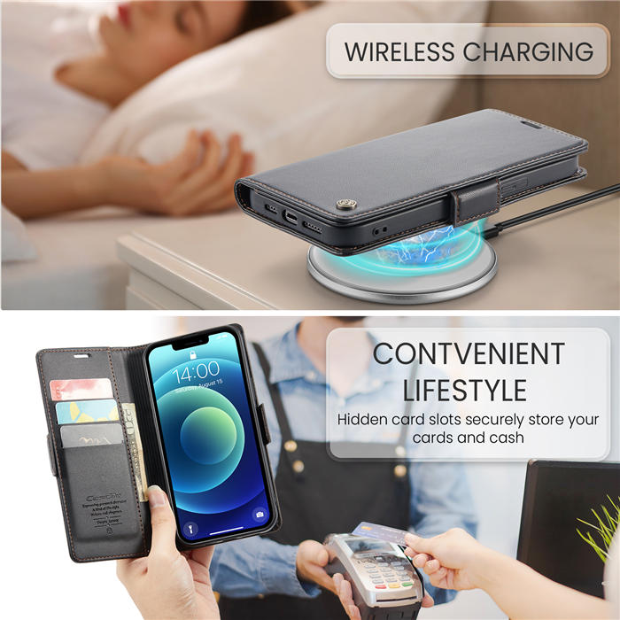 CaseMe iPhone 12/12 Pro Wallet RFID Blocking Magnetic Buckle Case