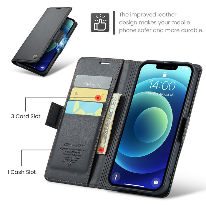 CaseMe iPhone 12/12 Pro Wallet RFID Blocking Magnetic Buckle Case