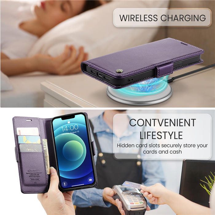 CaseMe iPhone 12/12 Pro Wallet RFID Blocking Magnetic Buckle Case