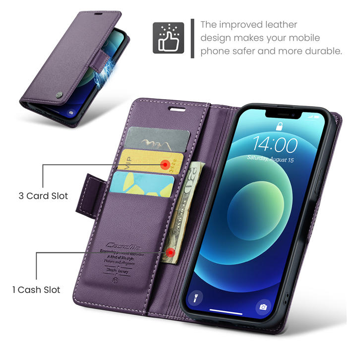 CaseMe iPhone 12/12 Pro Wallet RFID Blocking Magnetic Buckle Case
