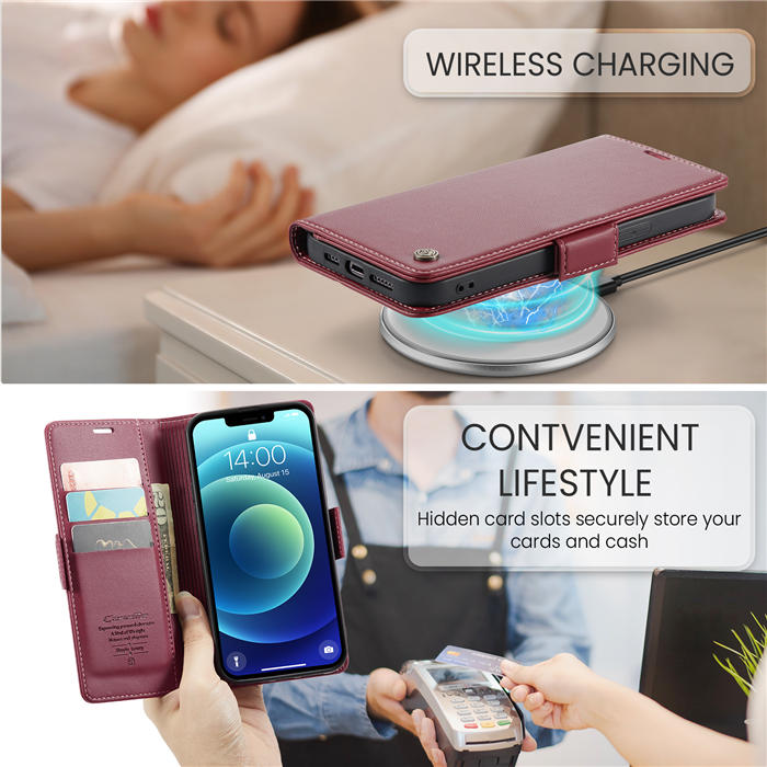CaseMe iPhone 12/12 Pro Wallet RFID Blocking Magnetic Buckle Case