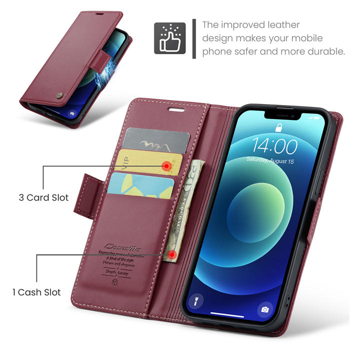 CaseMe iPhone 12/12 Pro Wallet RFID Blocking Magnetic Buckle Case