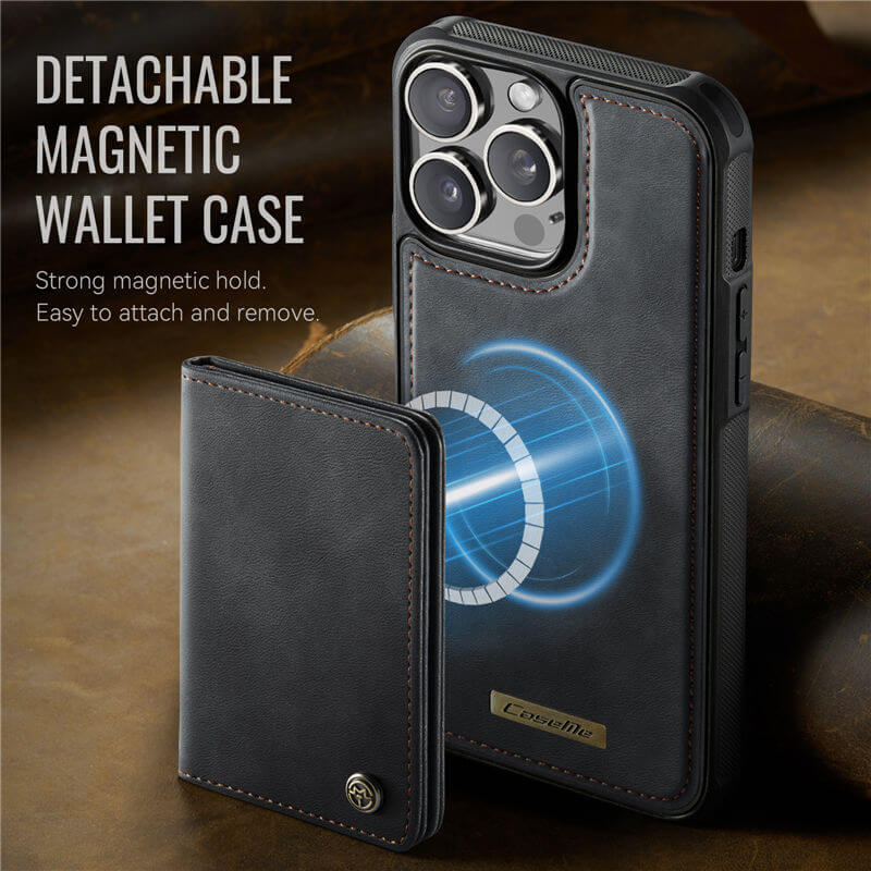 CaseMe iPhone 15 Pro 2-in-1 Magnetic Wallet Case with RFID Blocking