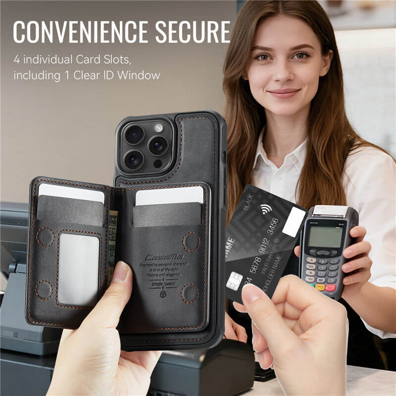 CaseMe iPhone 15 Pro 2-in-1 Magnetic Wallet Case with RFID Blocking