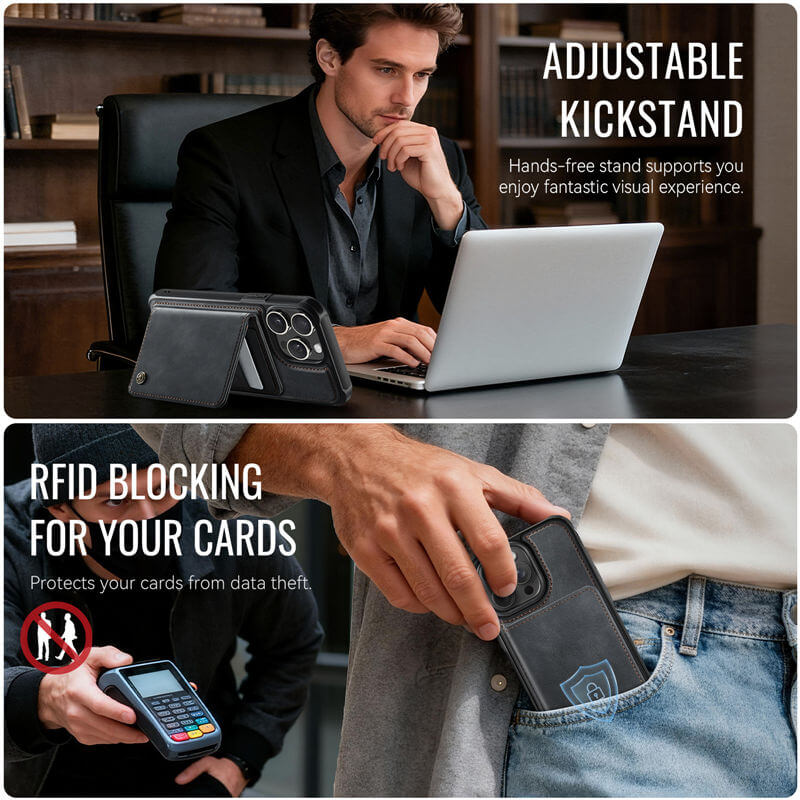 CaseMe iPhone 15 Pro 2-in-1 Magnetic Wallet Case with RFID Blocking