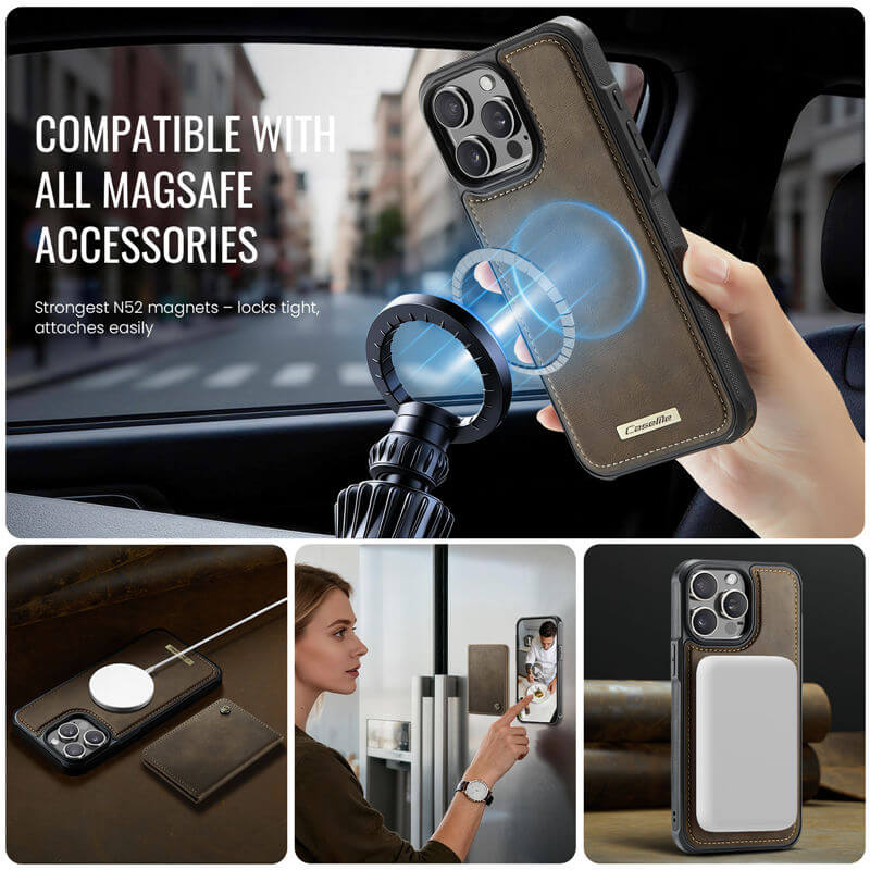 CaseMe iPhone 13 Pro 2-in-1 Magnetic Wallet Case with RFID Blocking