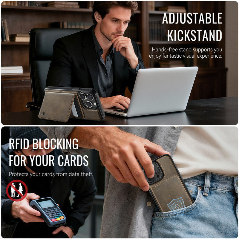 CaseMe iPhone 13 Pro 2-in-1 Magnetic Wallet Case with RFID Blocking