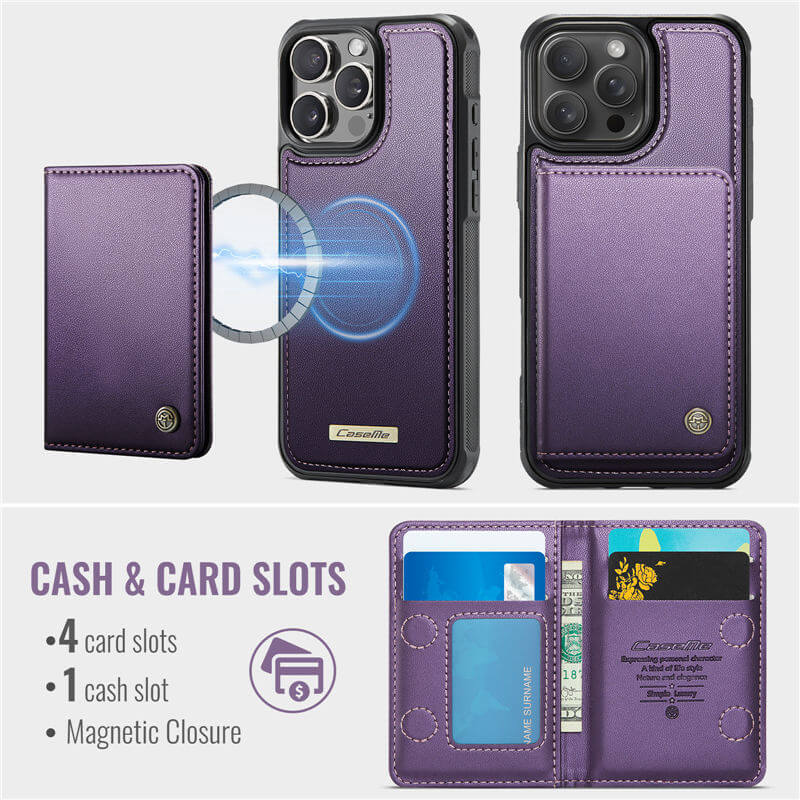 CaseMe iPhone 13 Pro 2-in-1 Magnetic Wallet Case with RFID Blocking