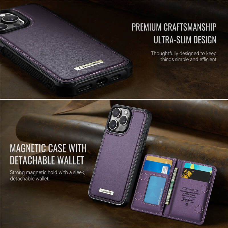CaseMe iPhone 13 Pro 2-in-1 Magnetic Wallet Case with RFID Blocking
