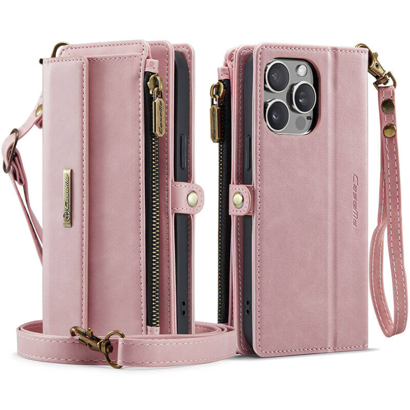 CaseMe iPhone 15 Pro Wallet Case – RFID Blocking, 9 Card Slots, Crossbody Strap & Wireless Charging