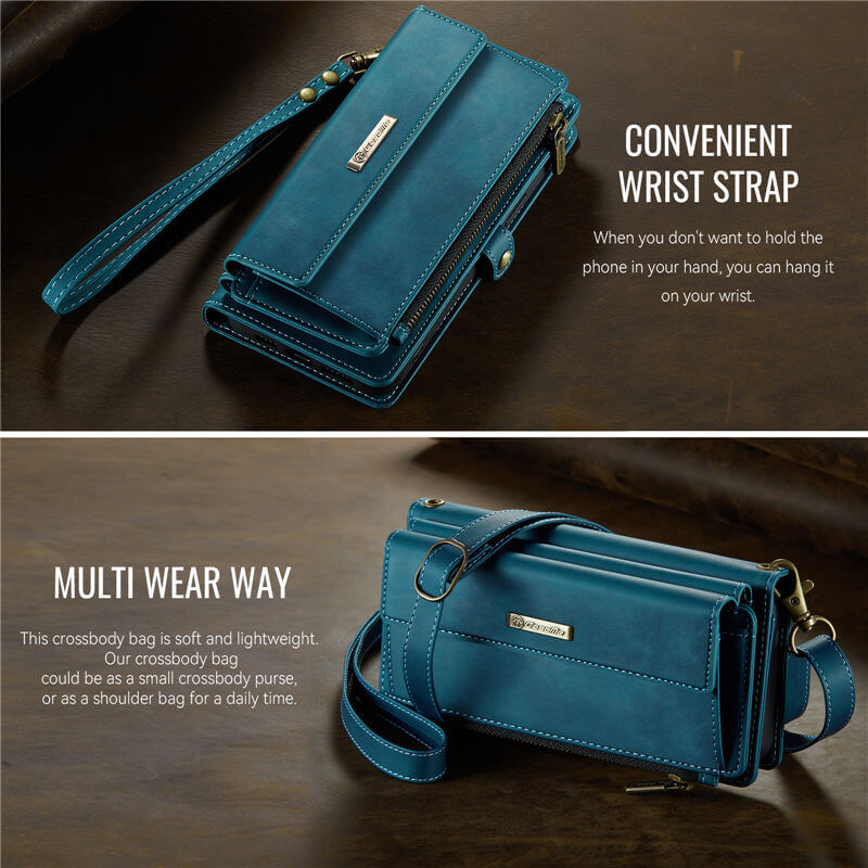 CaseMe iPhone 15 Wallet Case – RFID Blocking, 9 Card Slots, Crossbody Strap & Wireless Charging