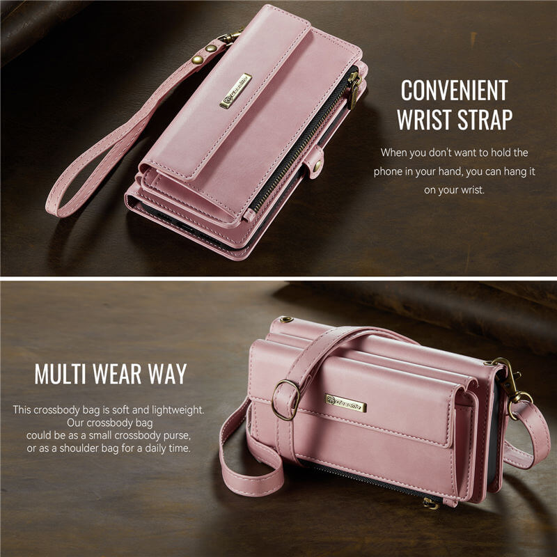 CaseMe iPhone 13 Wallet Case – RFID Blocking, 9 Card Slots, Crossbody Strap & Wireless Charging