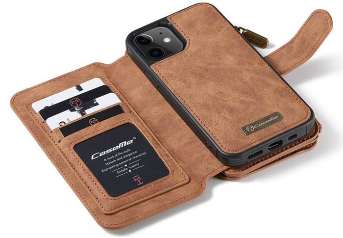 CaseMe iPhone 12 Max Zipper Wallet Magnetic Detachable 2 in 1 Folio Flip Case
