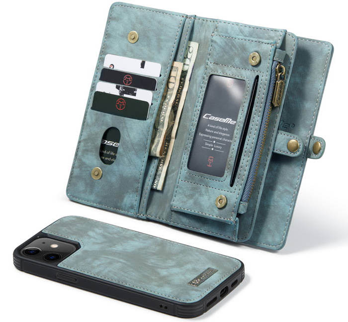 CaseMe iPhone 12 Mini Zipper Wallet Magnetic Detachable 2 in 1 Case