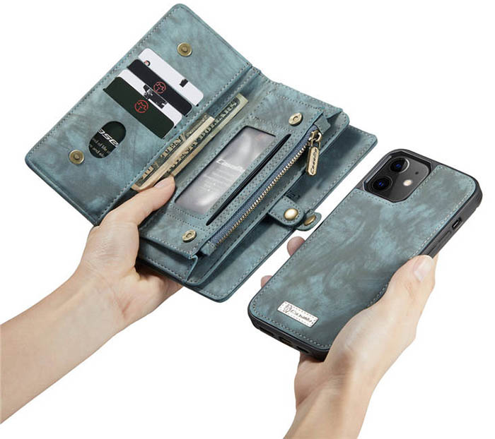 CaseMe iPhone 12 Max Zipper Wallet Magnetic Detachable 2 in 1 Case