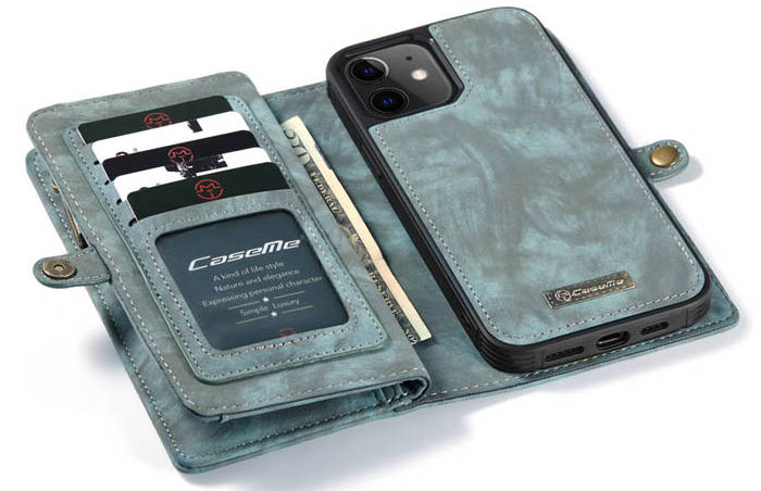 CaseMe iPhone 12 Max Zipper Wallet Magnetic Detachable 2 in 1 Case