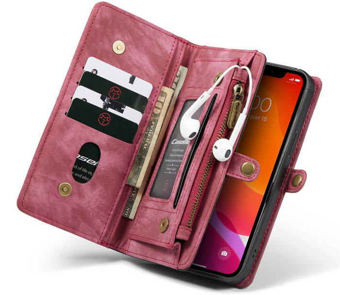 CaseMe iPhone 12 Max Zipper Wallet Magnetic Detachable 2 in 1 Case