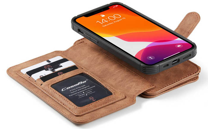 CaseMe iPhone 12 Pro Max Zipper Wallet Magnetic Detachable 2 in 1 Folio Flip Case