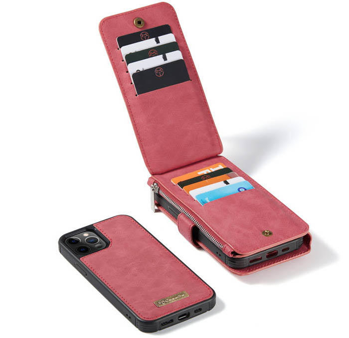 CaseMe iPhone 12 Pro Max Zipper Wallet Magnetic Detachable 2 in 1 Folio Flip Case