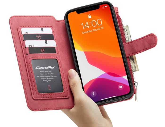 CaseMe iPhone 12 Pro Max Zipper Wallet Magnetic Detachable 2 in 1 Folio Flip Case