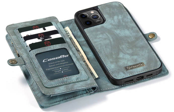 CaseMe iPhone 12 Pro Max Zipper Wallet Magnetic Detachable 2 in 1 Case