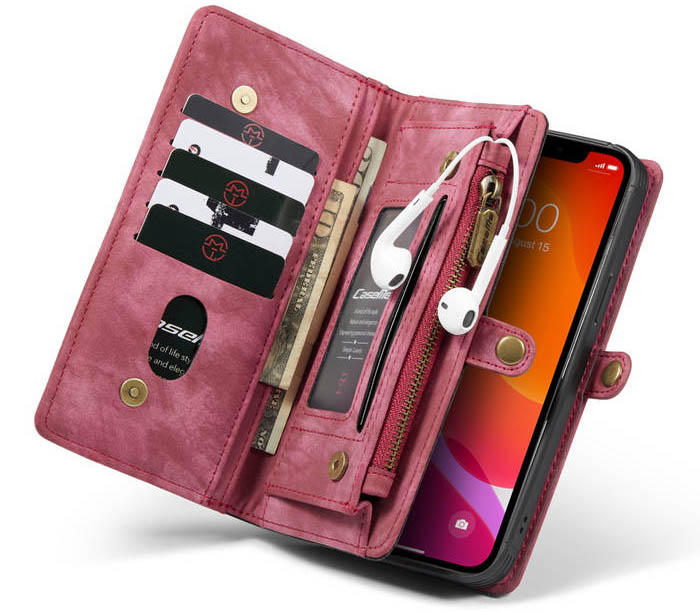 CaseMe iPhone 12 Pro Zipper Wallet Magnetic Detachable 2 in 1 Case