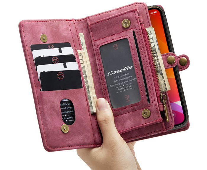 CaseMe iPhone 12 Pro Max Zipper Wallet Magnetic Detachable 2 in 1 Case