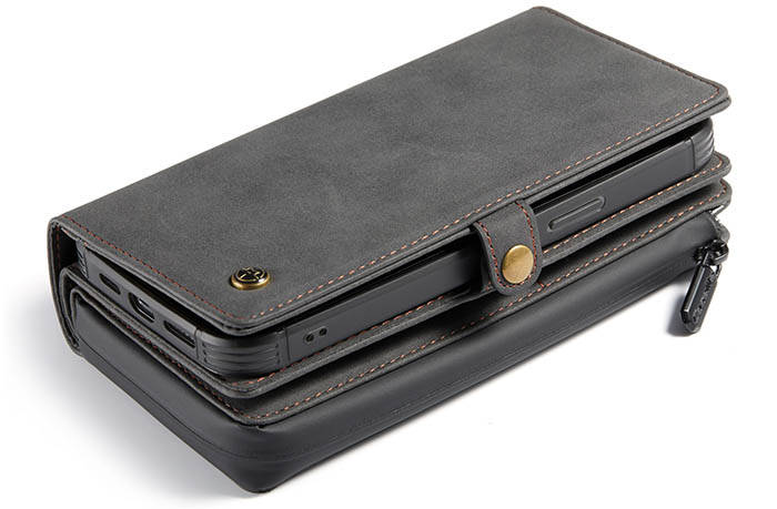 CaseMe iPhone 12 Pro Max Vintage Multi-Functional Zipper Wallet Magnetic Detachable 2 in 1 Folio Case