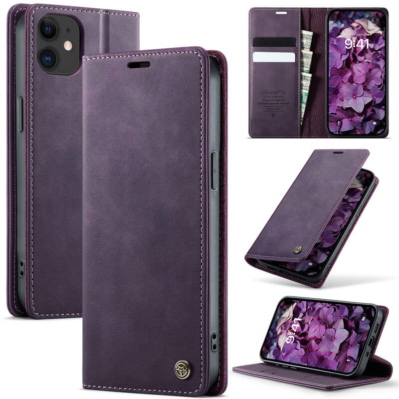 CaseMe iPhone 12 Mini Magnetic Wallet Case with RFID Blocking Purple