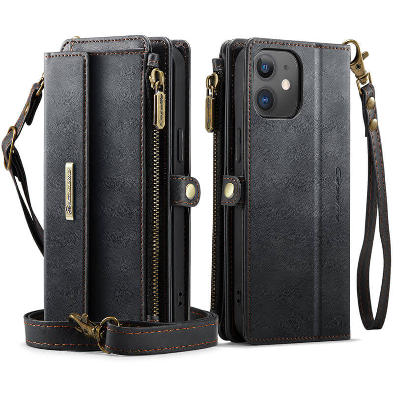CaseMe iPhone 12 Mini Wallet Case – RFID Blocking, 9 Card Slots, Crossbody Strap & Wireless Charging