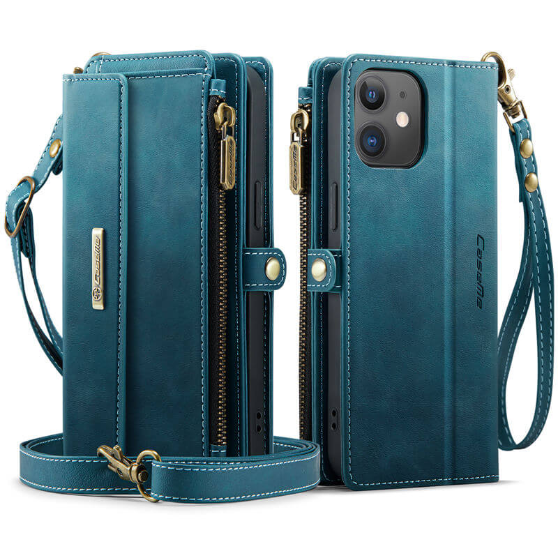 CaseMe iPhone 12 Mini Wallet Case – RFID Blocking, 9 Card Slots, Crossbody Strap & Wireless Charging