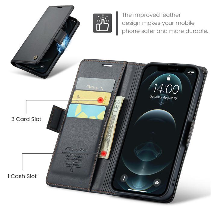 CaseMe iPhone 12 Pro Max Wallet RFID Blocking Magnetic Buckle Case