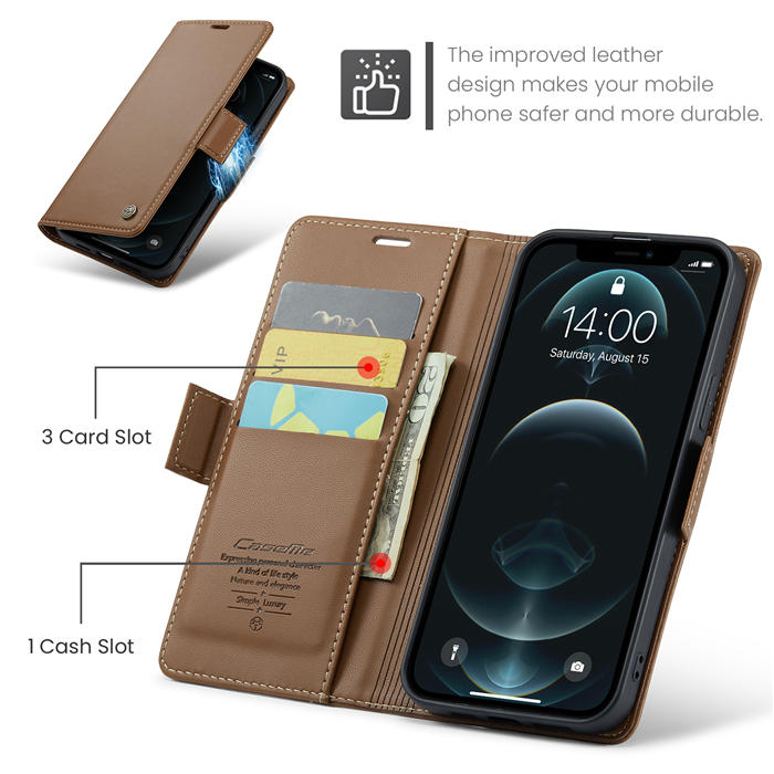 CaseMe iPhone 12 Pro Max Wallet RFID Blocking Magnetic Buckle Case