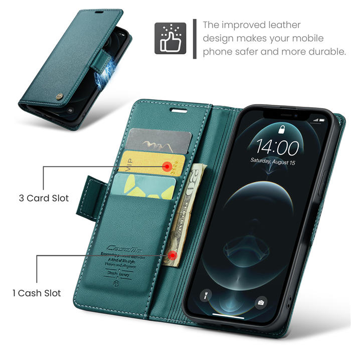 CaseMe iPhone 12 Pro Max Wallet RFID Blocking Magnetic Buckle Case