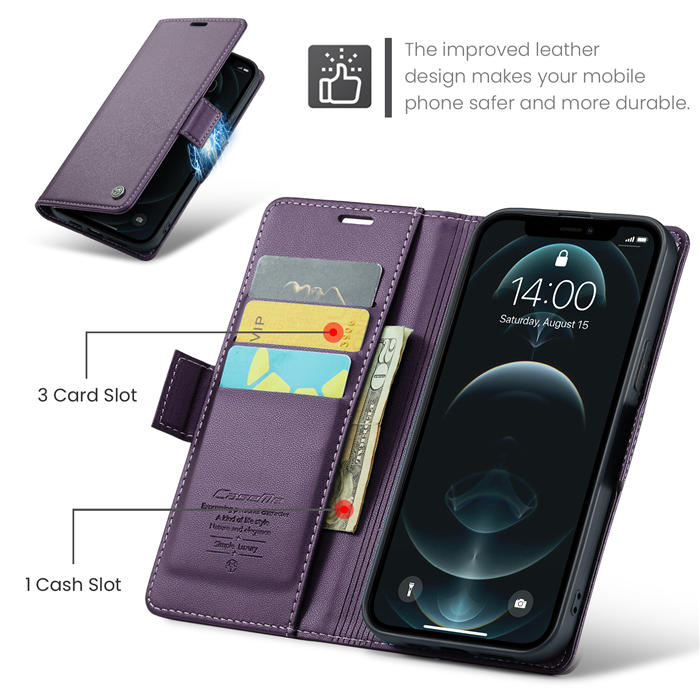 CaseMe iPhone 12 Pro Max Wallet RFID Blocking Magnetic Buckle Case