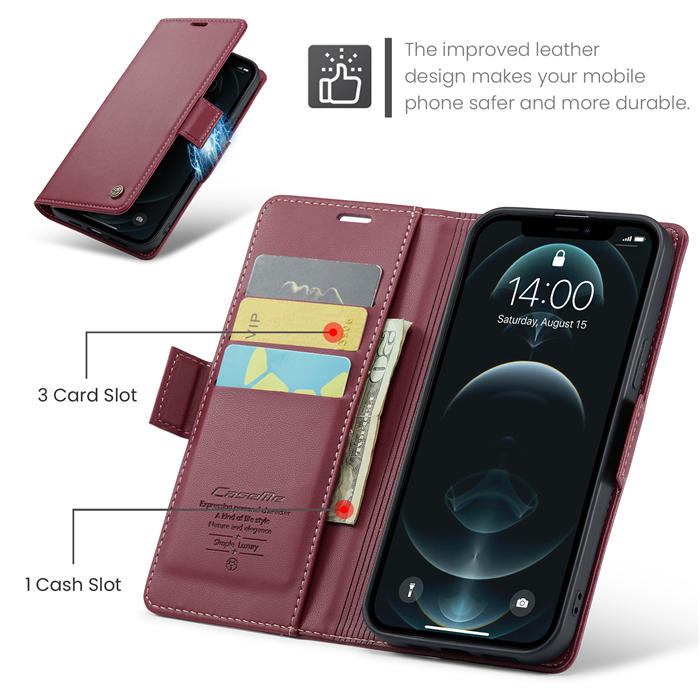 CaseMe iPhone 12 Pro Max Wallet RFID Blocking Magnetic Buckle Case