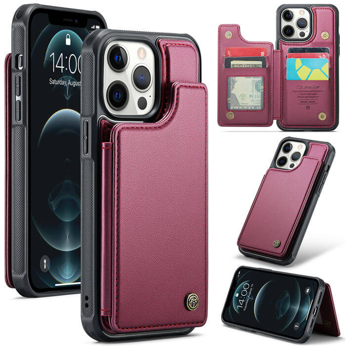 CaseMe iPhone 12 Pro Max RFID Blocking Card Holder Case Red