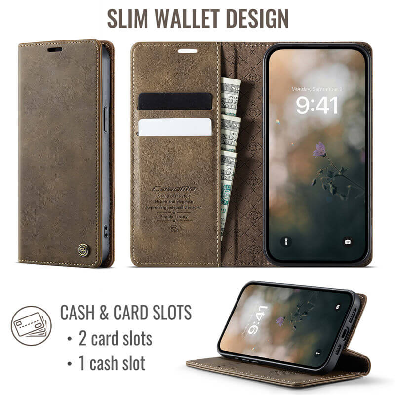 CaseMe iPhone 12/12 Pro Magnetic Wallet Case with RFID Protection