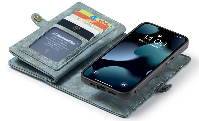 CaseMe iPhone 13 Zipper Wallet Magnetic Detachable 2 in 1 Case