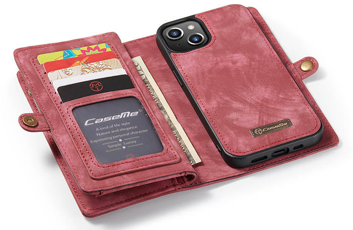 CaseMe iPhone 13 Zipper Wallet Magnetic Detachable 2 in 1 Case