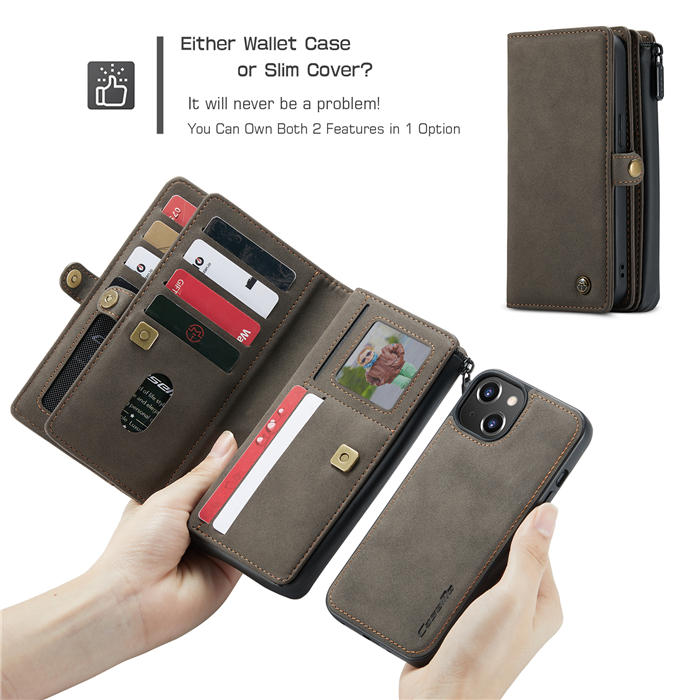 CaseMe iPhone 13 Multi-Functional Wallet Case Coffee