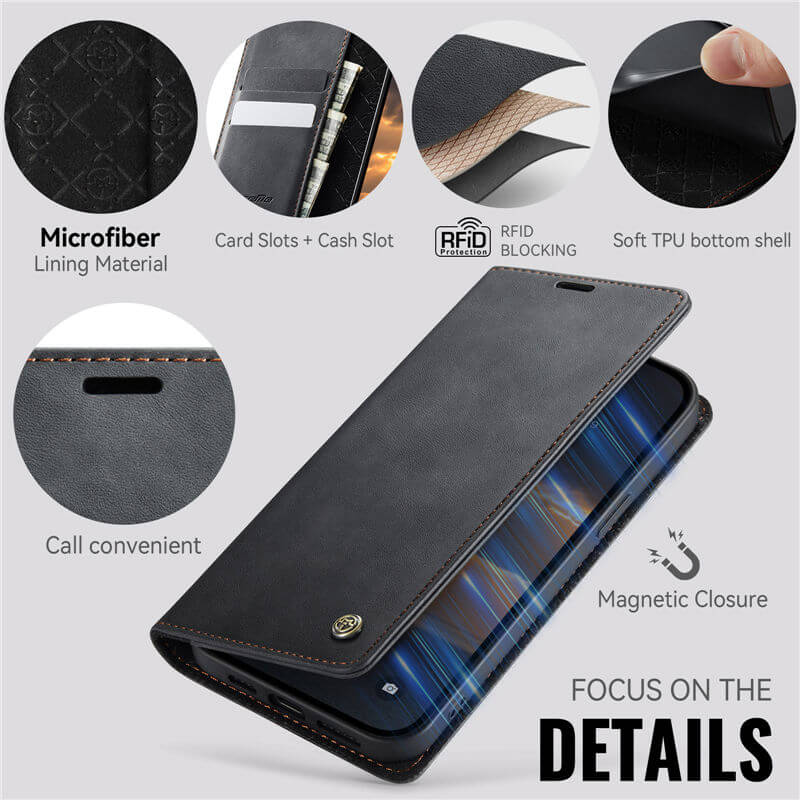 CaseMe iPhone 15 Magnetic Wallet Case with RFID Protection