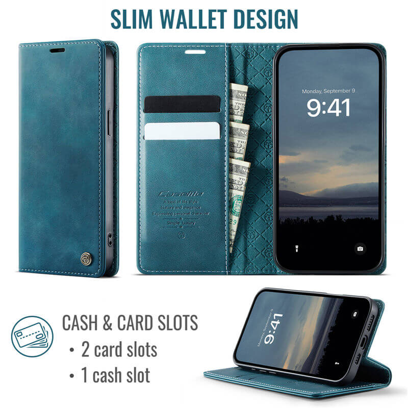 CaseMe iPhone 14 Plus Magnetic Wallet Case with RFID Blocking