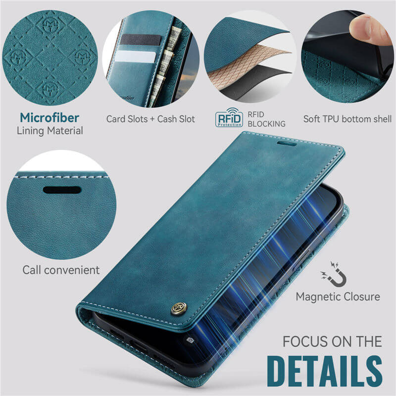 CaseMe iPhone 14 Plus Magnetic Wallet Case with RFID Blocking