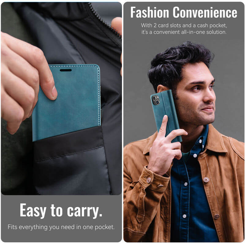 CaseMe iPhone 14 Plus Magnetic Wallet Case with RFID Blocking