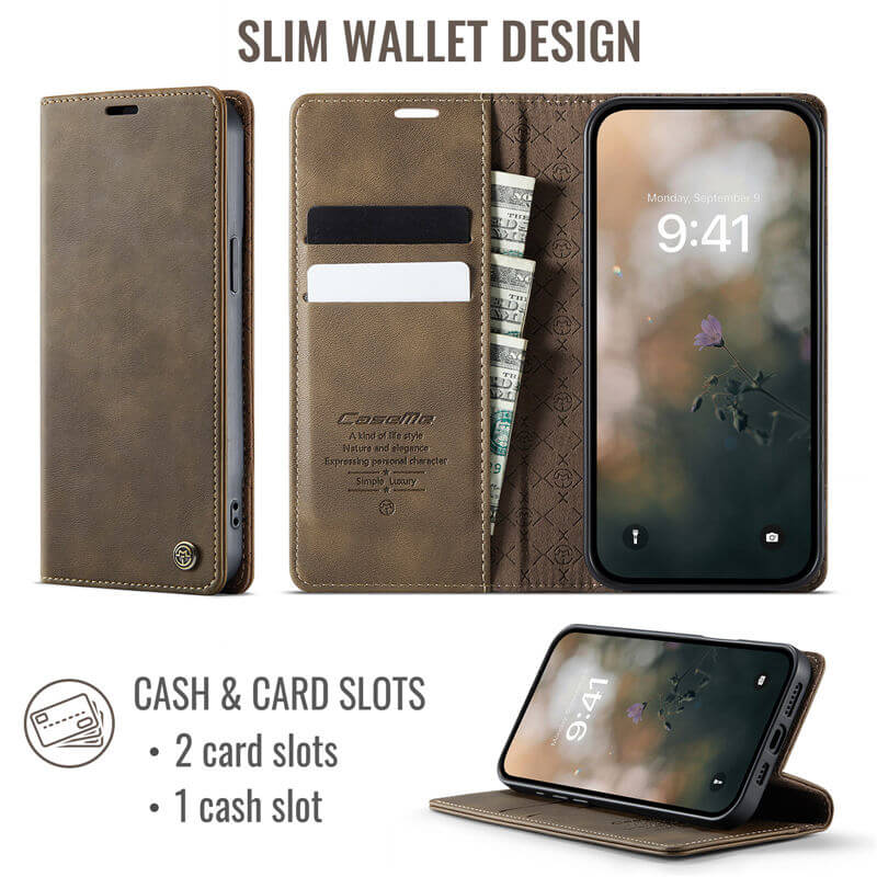 CaseMe iPhone 13 Mini Magnetic Wallet Case with RFID Blocking