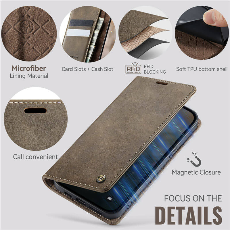 CaseMe iPhone 13 Mini Magnetic Wallet Case with RFID Blocking