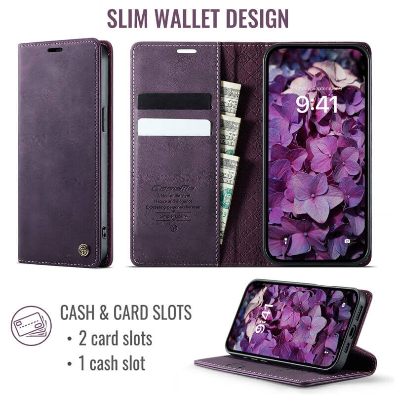 CaseMe iPhone 14 Plus Magnetic Wallet Case with RFID Blocking
