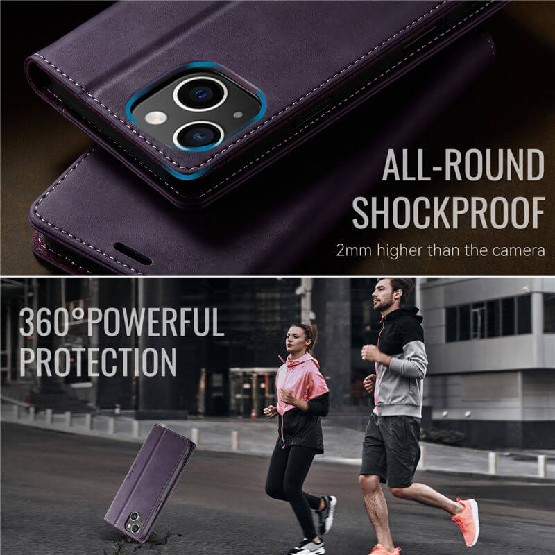 CaseMe iPhone 14 Plus Magnetic Wallet Case with RFID Blocking